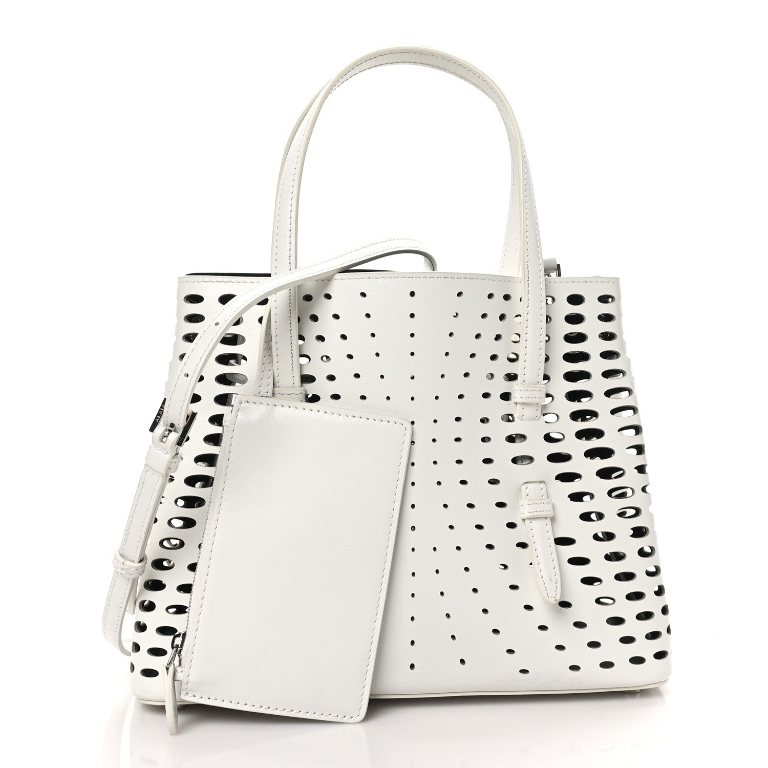 Alaia Calfskin Laser Cut Mina 25 Bag White 3 of 10