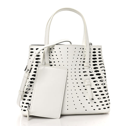Alaia Calfskin Laser Cut Mina 25 Bag White 3 of 10
