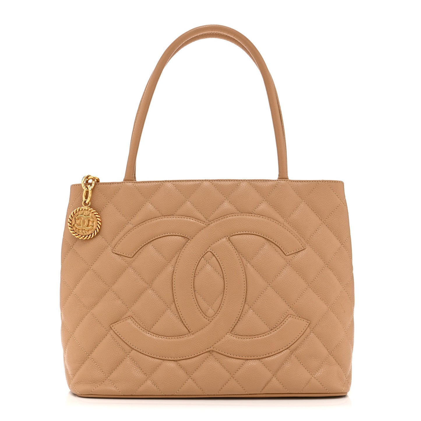 Caviar Quilted Medallion Tote Beige