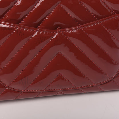 Chanel Patent Chevron Quilted Medium Single Flap Red 10 of 11