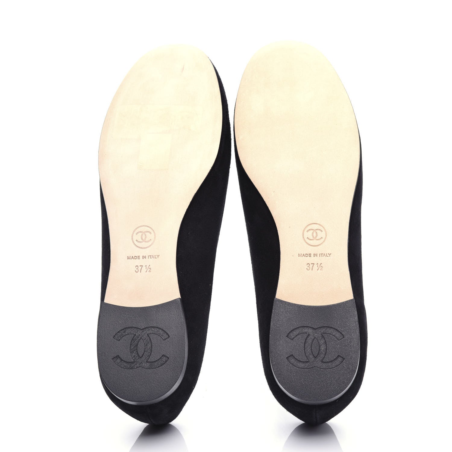 Chanel Kid Suede CC Flats 37.5 Black 6 of 13