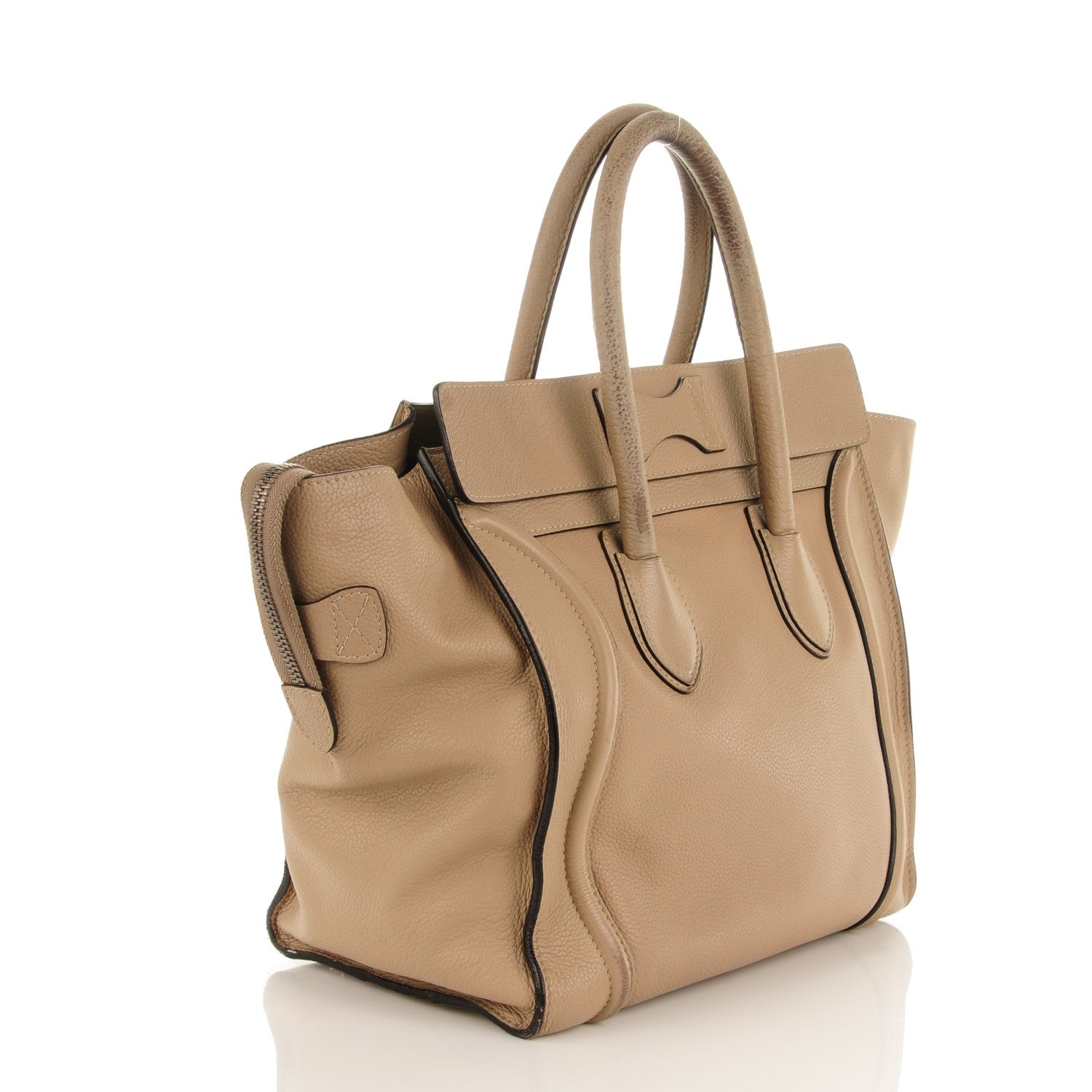 Celine Drummed Calfskin Mini Luggage Dune 3 of 14