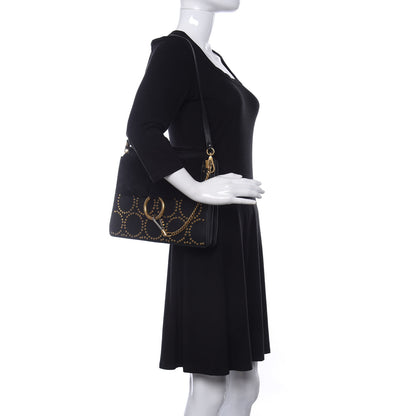 Chloe Calfskin Suede Studded Medium Faye Shoulder Bag Black 2 of 9