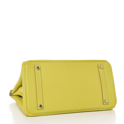 Hermes Epsom Candy Birkin 35 Lime Gris Perle 5 of 33