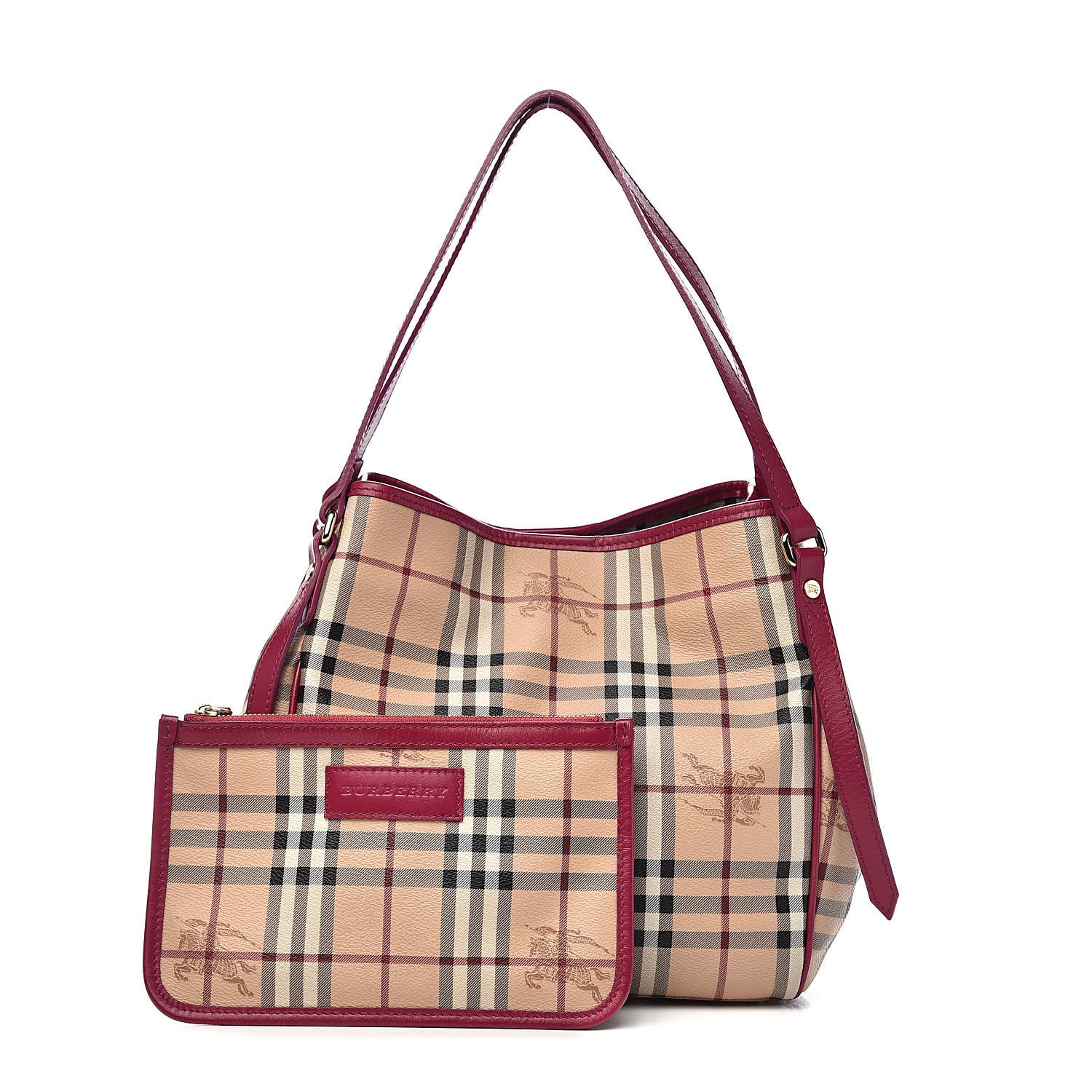 Burberry Haymarket Check Small Canterbury Tote Bright Rhubarb Pink 1 of 10