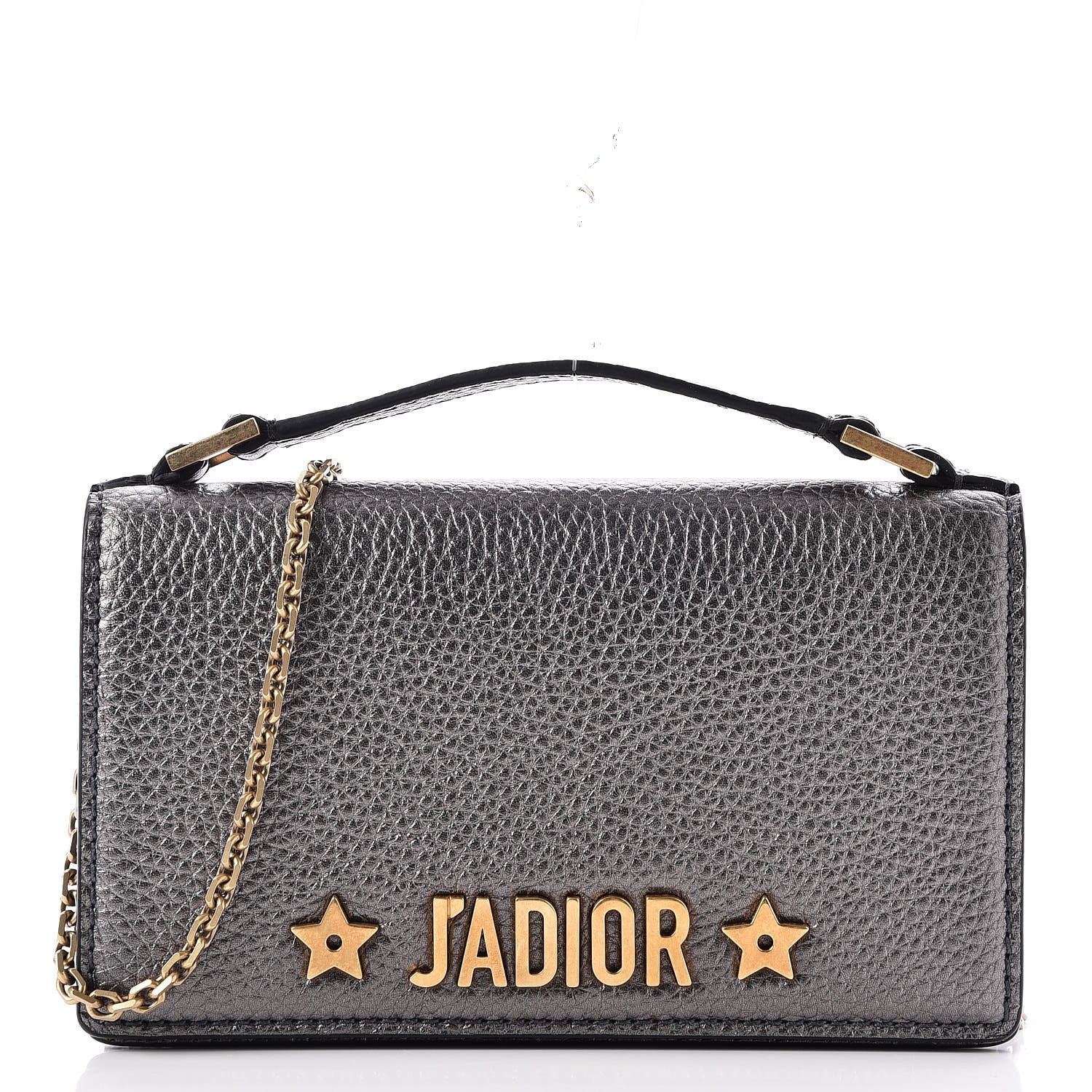 Christian Dior Metallic Grained Calfskin J'adior Clutch Gunmetal 1 of 7