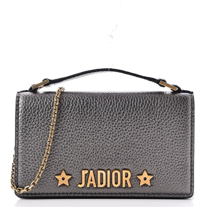 Christian Dior Metallic Grained Calfskin J'adior Clutch Gunmetal 1 of 7
