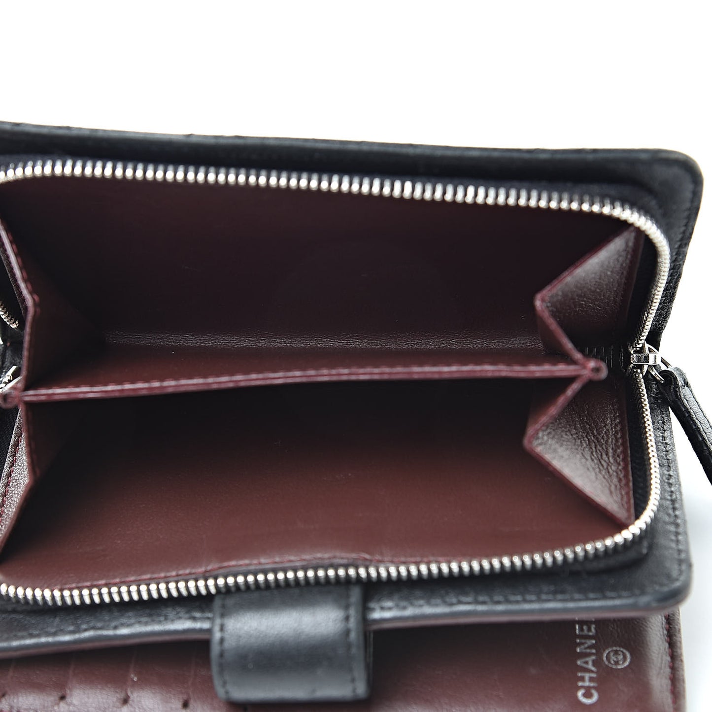 Lambskin Quilted Zipped Pocket Wallet Black