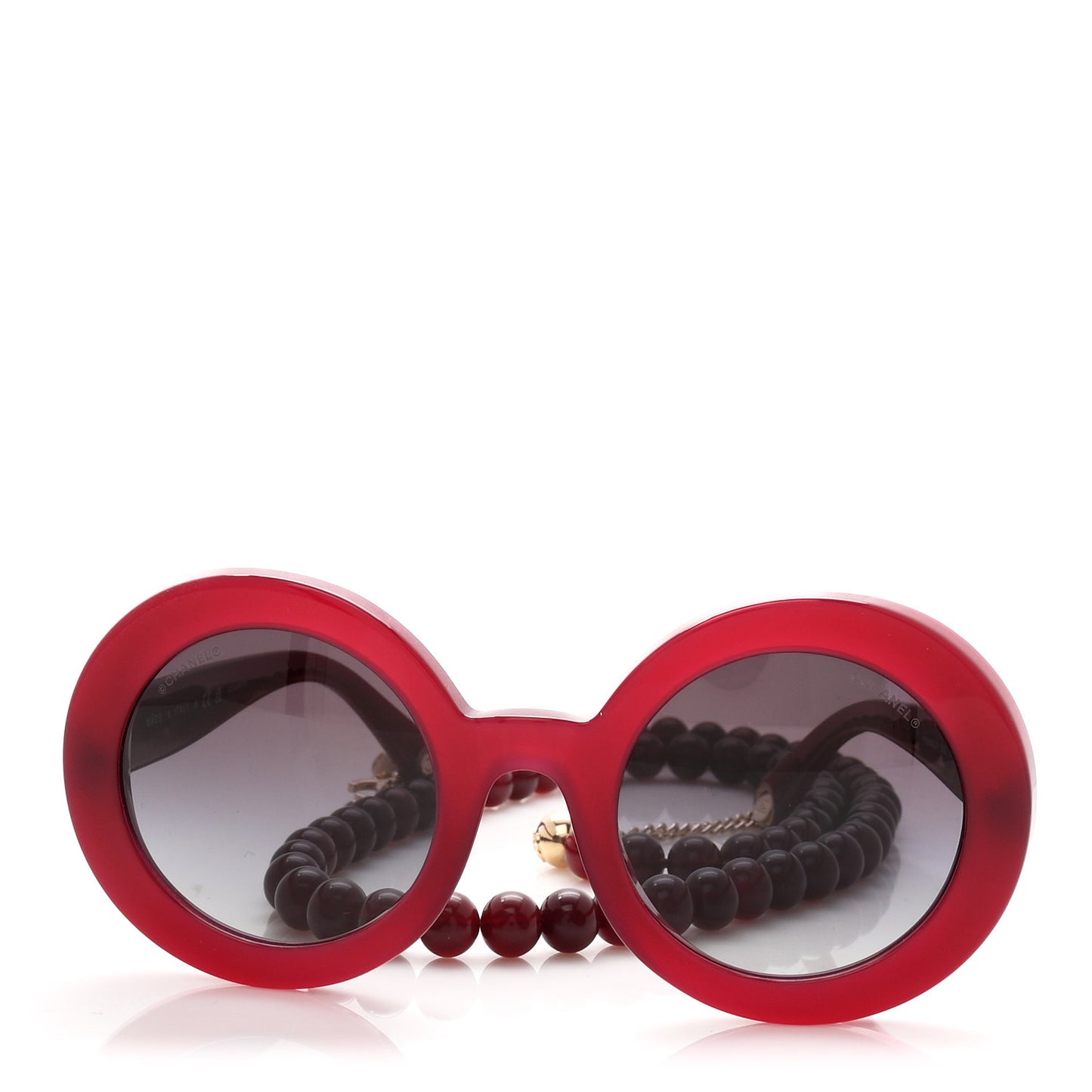 Acetate Round Chain Sunglasses 5489-A Burgundy