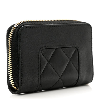 Chanel Sheepskin Quilted Mademoiselle Vintage Zip Coin Purse Black 3 of 7