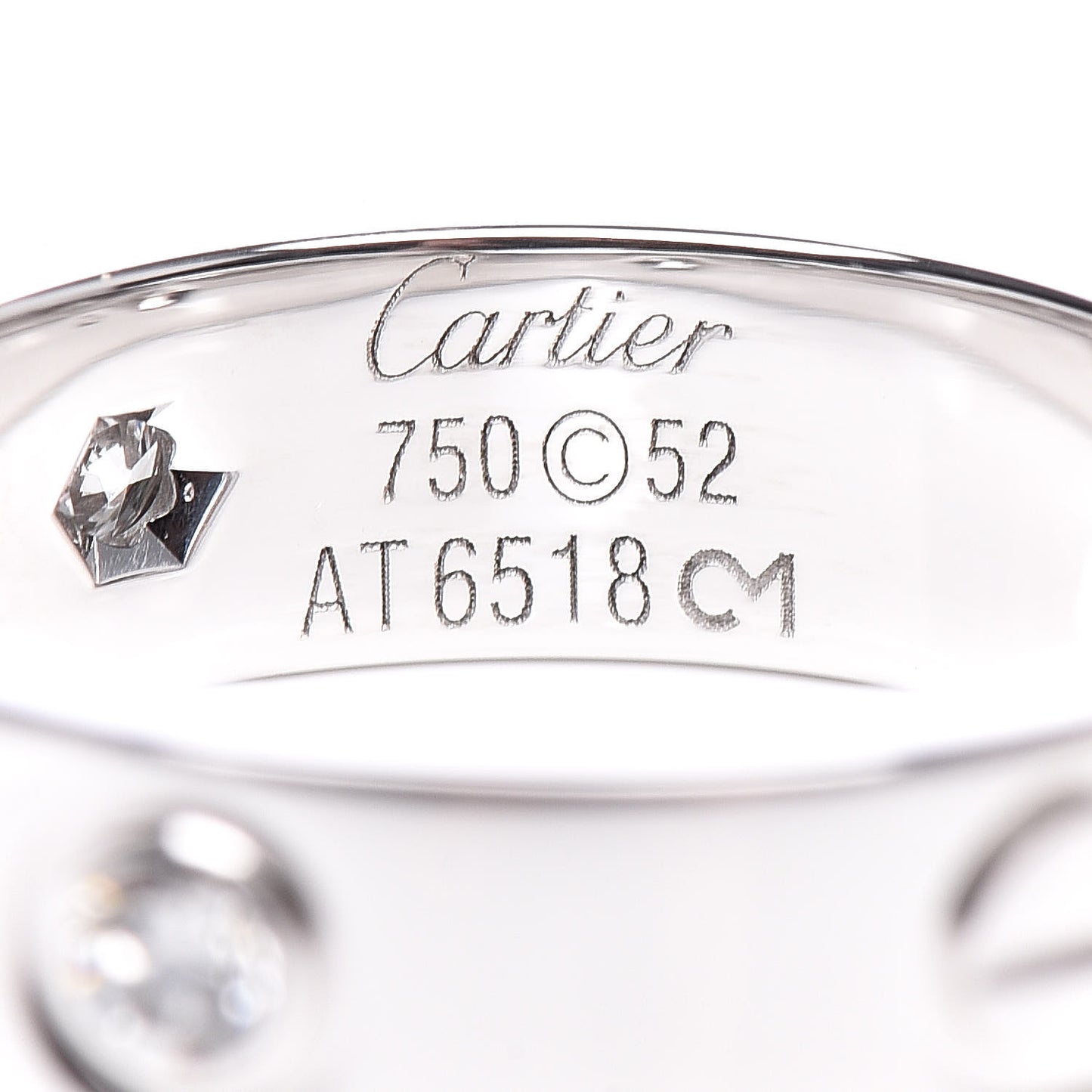 18K White Gold 3 Diamond 5.5mm LOVE Ring 52 6