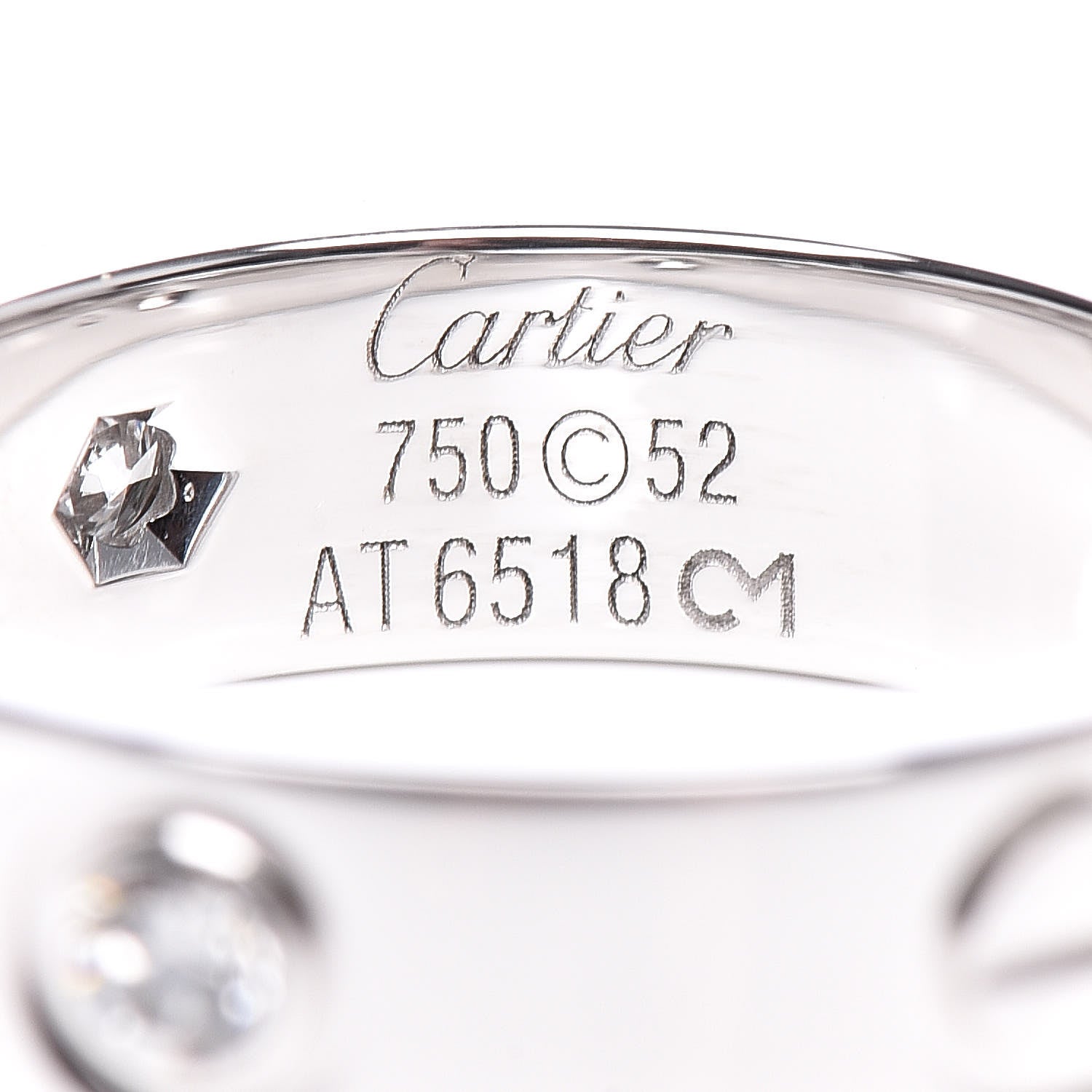 Cartier 18K White Gold 3 Diamond 5.5mm LOVE Ring 52 6 4 of 4
