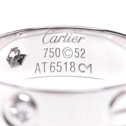 Cartier 18K White Gold 3 Diamond 5.5mm LOVE Ring 52 6 4 of 4