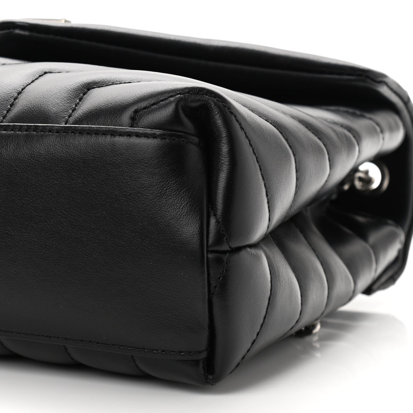 Calfskin Y Quilted Monogram Small Loulou Chain Satchel Black