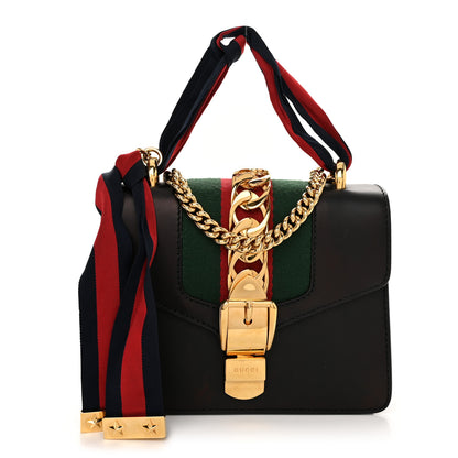 Gucci Calfskin Mini Sylvie Chain Shoulder Bag Black 1 of 11