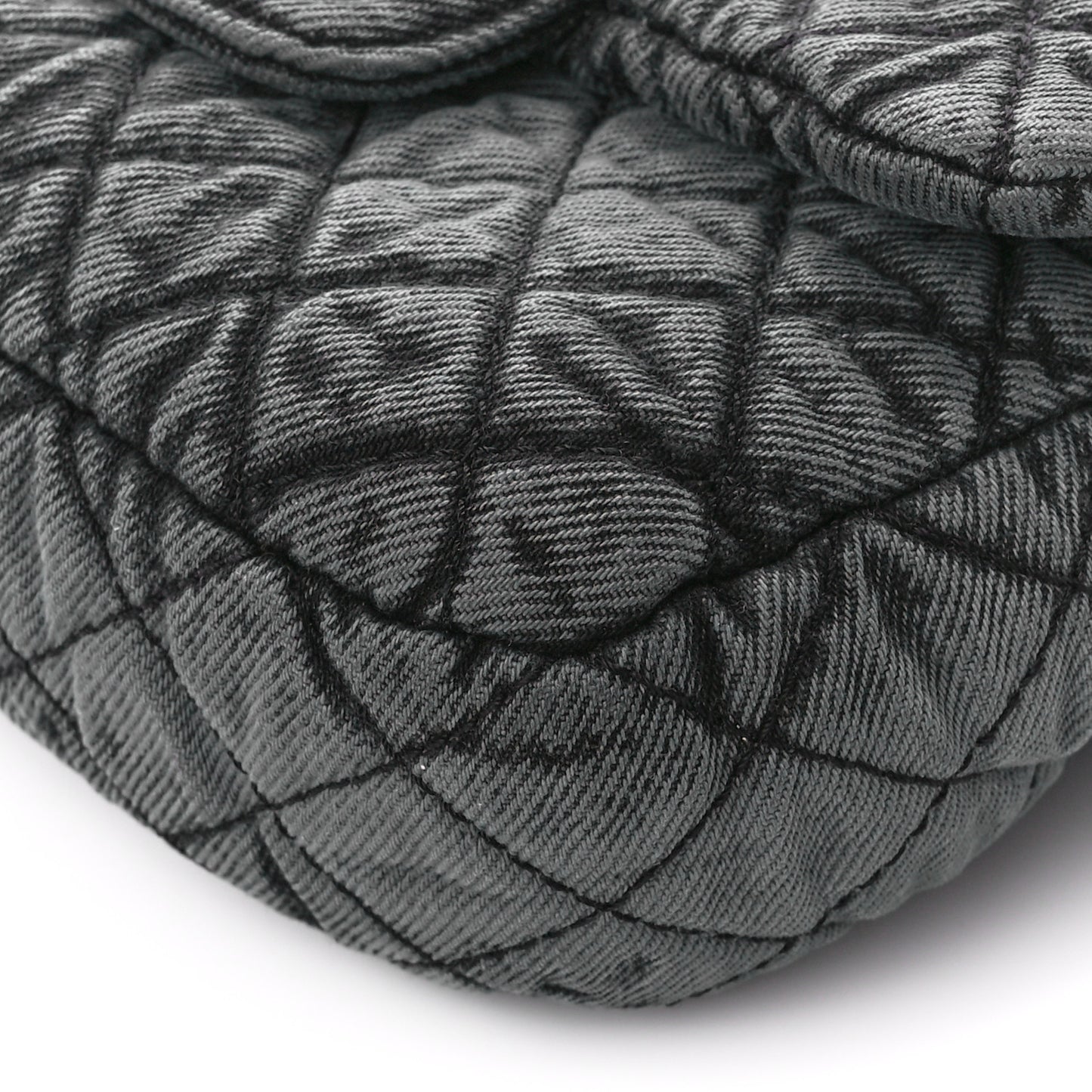 Washed Denim Quilted Small Denimpression Flap Grey Black