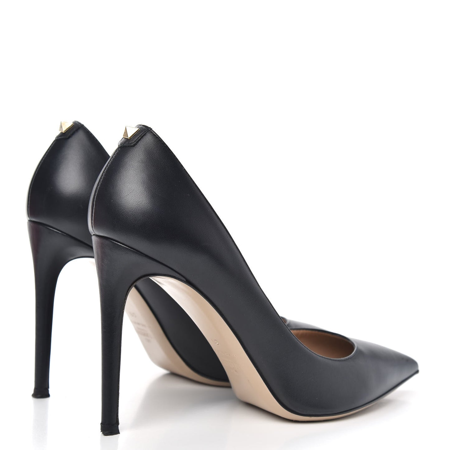 Calfskin Rockstud New Plain 100mm Pumps 39 Black