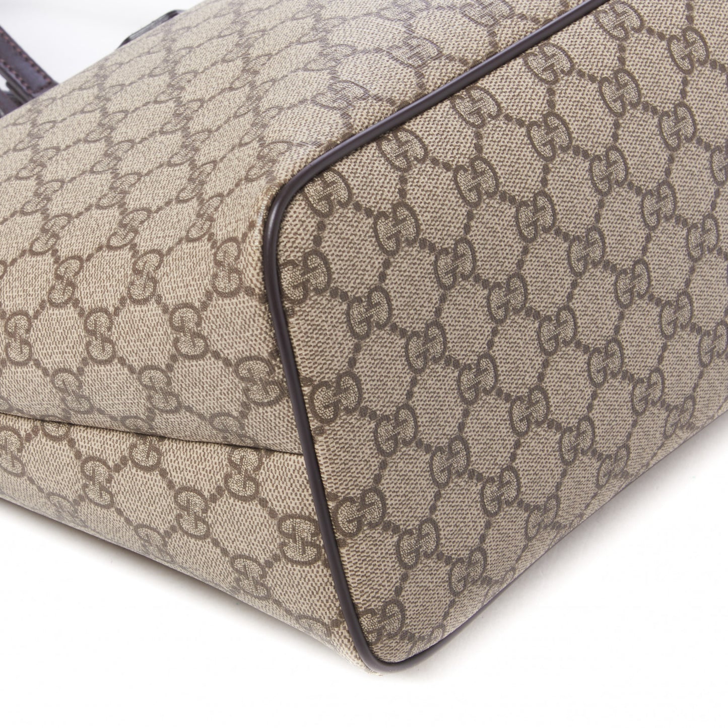 GG Supreme Monogram Medium Zippered Tote Dark Brown
