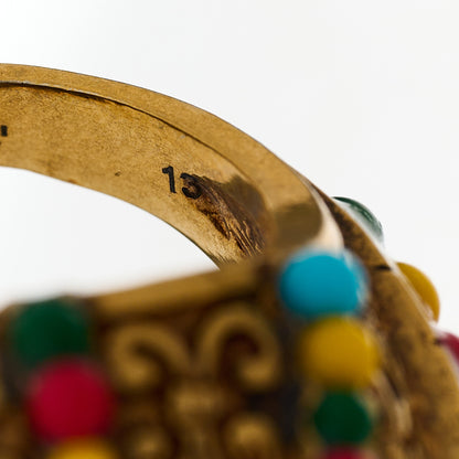 Gucci Pearl Beaded Spiked Ring 52 6 Aged Gold Multicolor 7 of 7