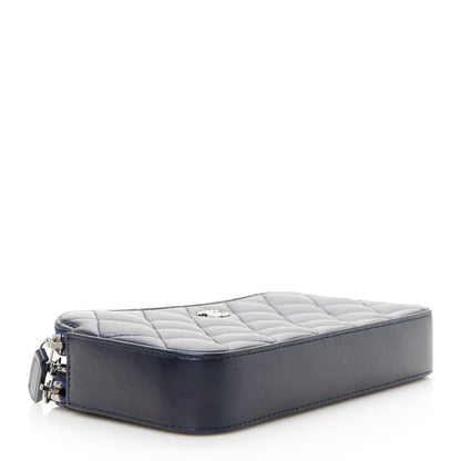 Chanel Lambskin Quilted Small Clutch With Pearl Chain Navy Blue 4 of 13