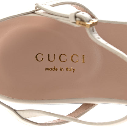 Gucci Lifford Calfskin GG Marmont Ankle Wrap Flat Sandals 36 Mystic White 7 of 10
