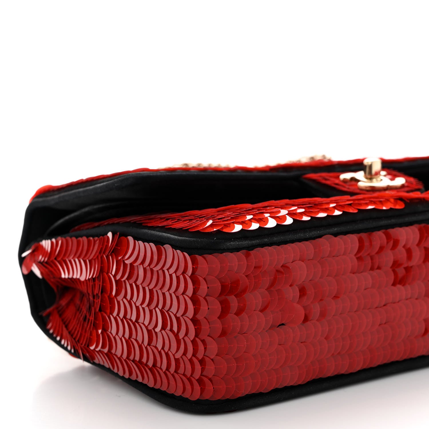 Chanel Satin Sequin Paris Shanghai Medium Double Flap Red 9 of 11