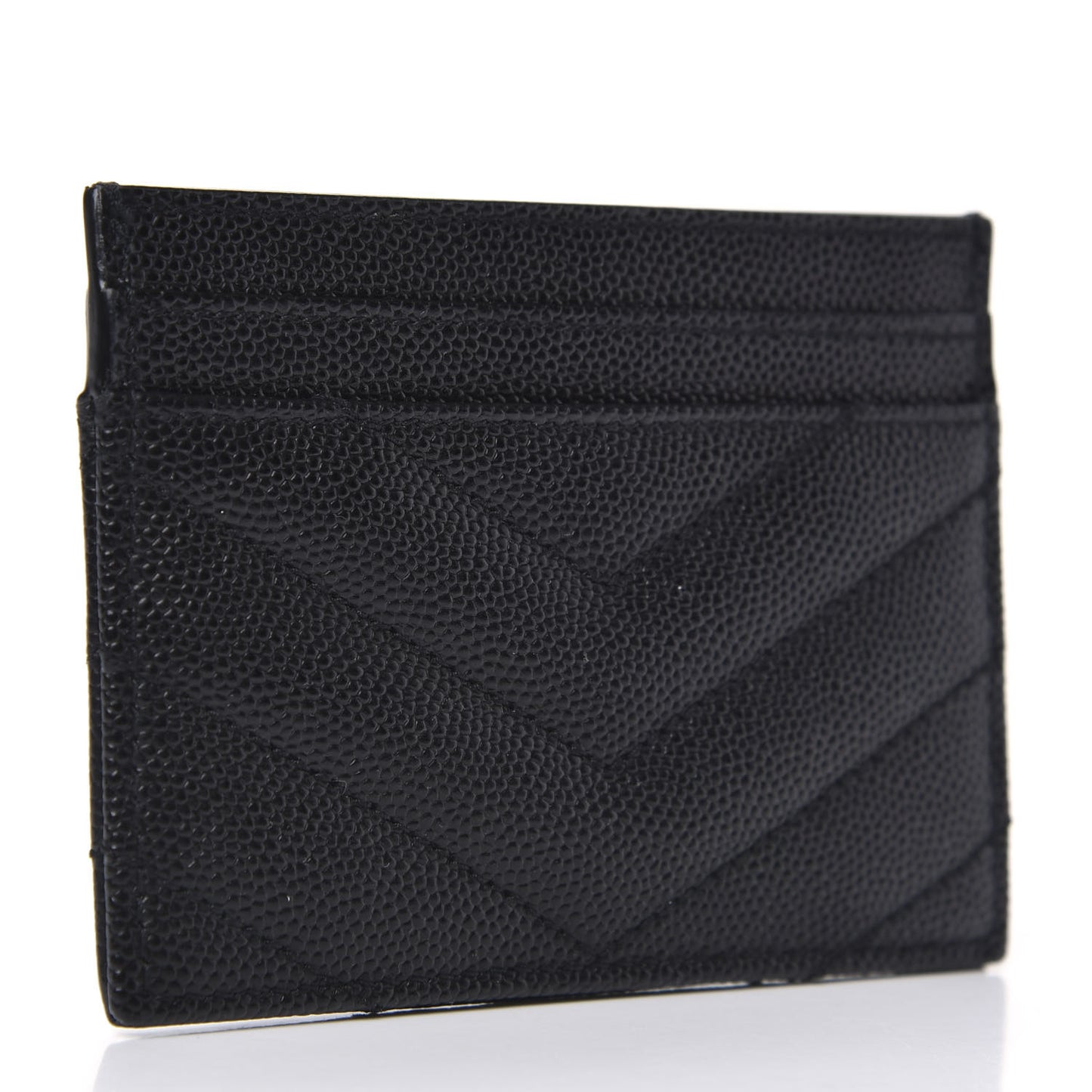 Grain De Poudre Matelasse Chevron Monogram Credit Card Case Black