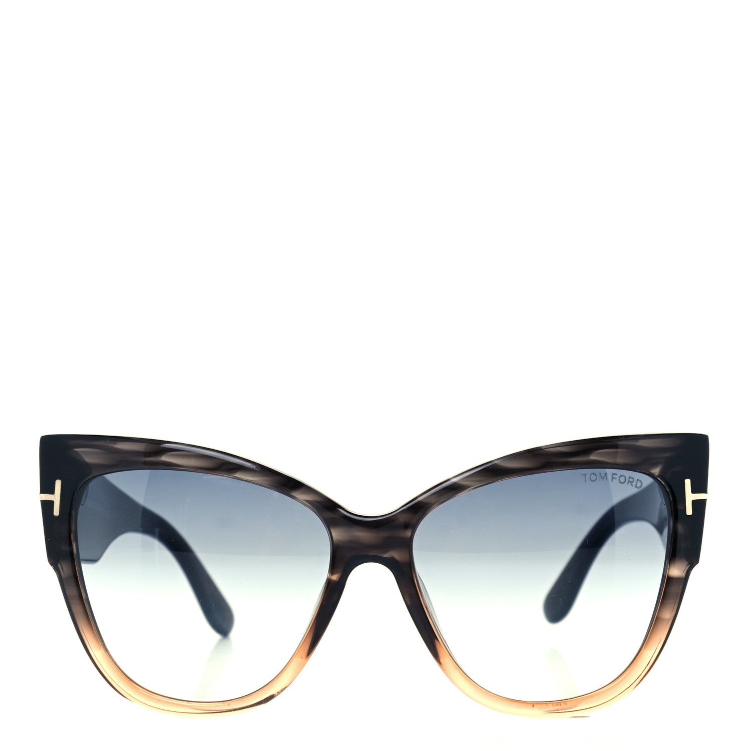 Tom Ford Acetate Anoushka Cat Eye Sunglasses TF371 Melange Grey Peach 2 of 8