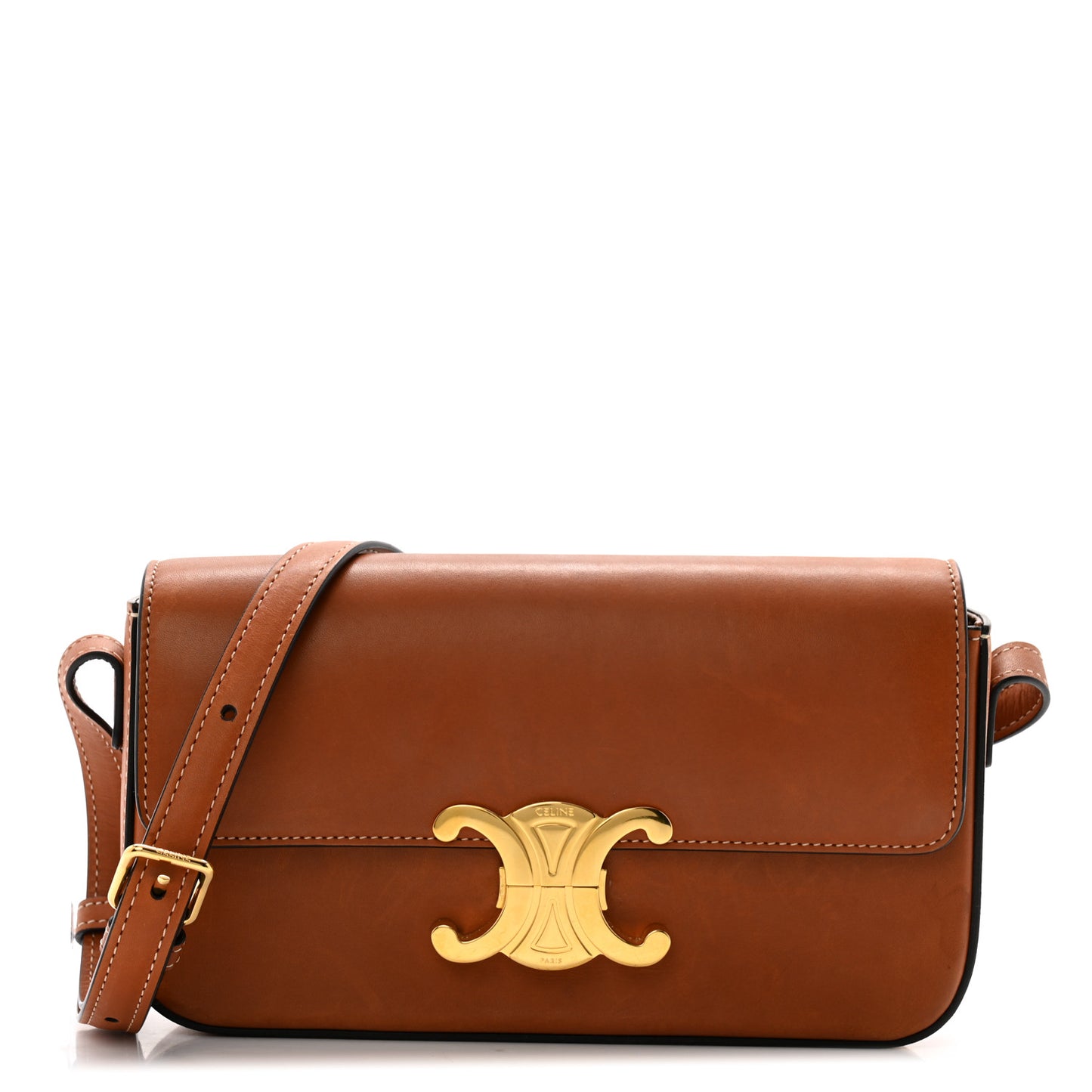 Natural Calfskin Triomphe Shoulder Bag Tan