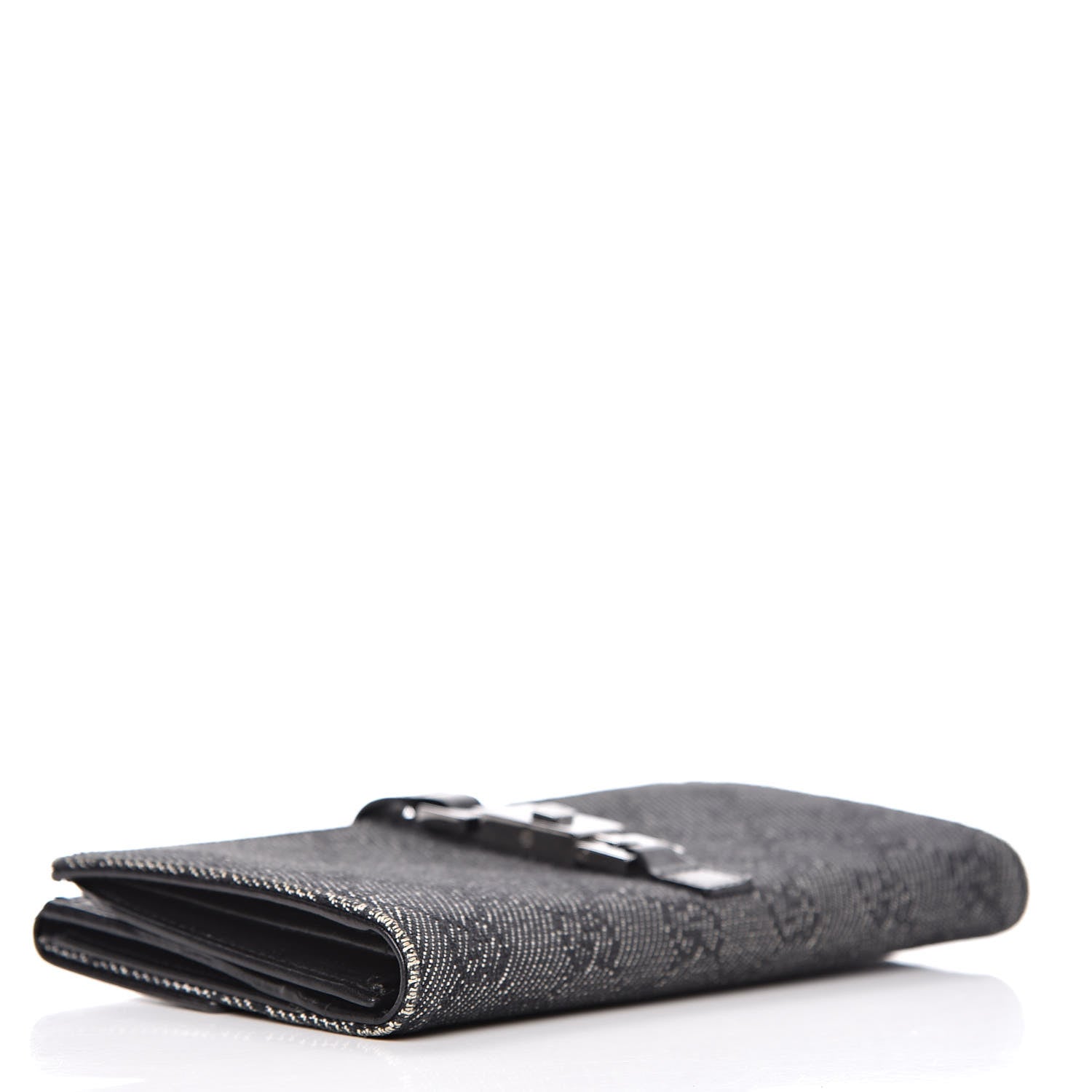 Gucci Denim Calfskin Monogram Blake Continental Wallet Black 4 of 8
