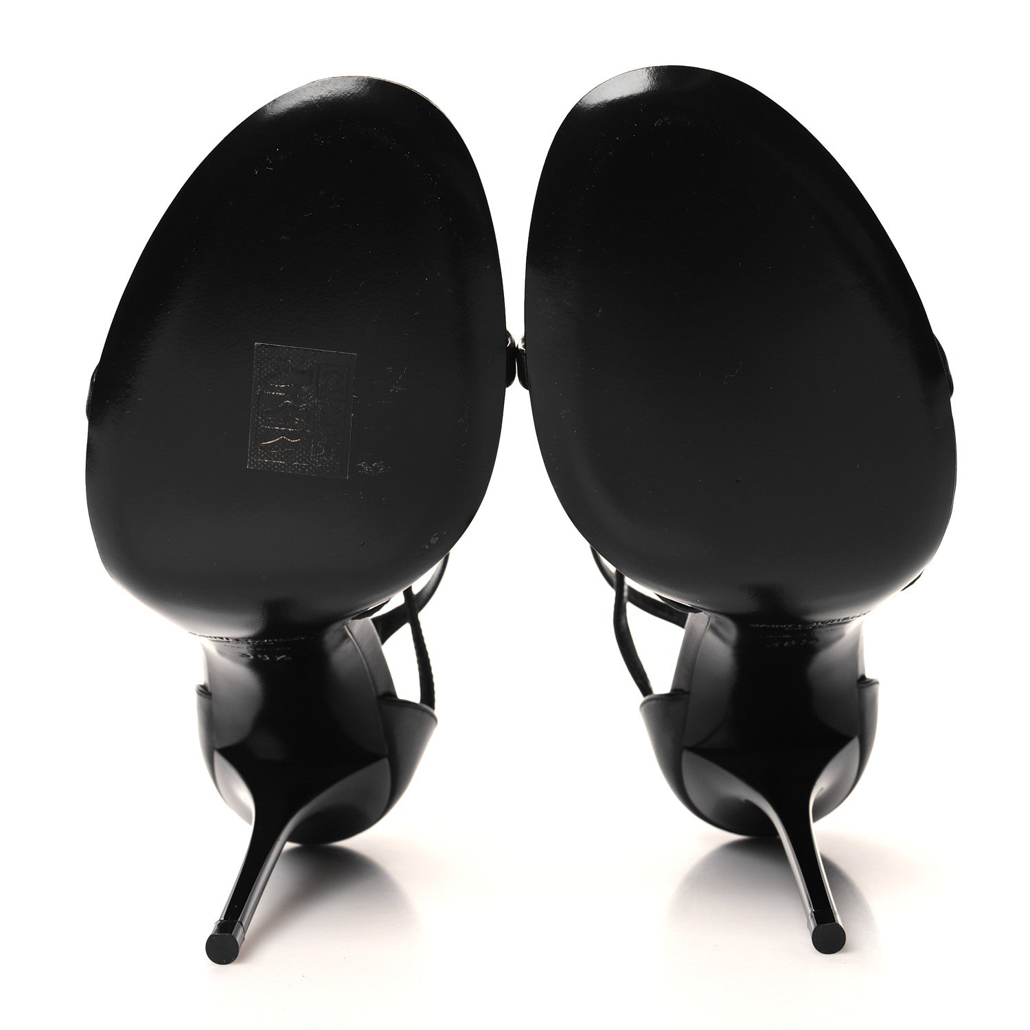 Saint Laurent Calfskin Cassandra 100 Ankle Strap Sandals 38.5 Black 5 of 8