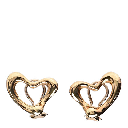 Tiffany 18K Yellow Gold 21mm Elsa Peretti Open Heart Clip-On Earrings 1 of 4