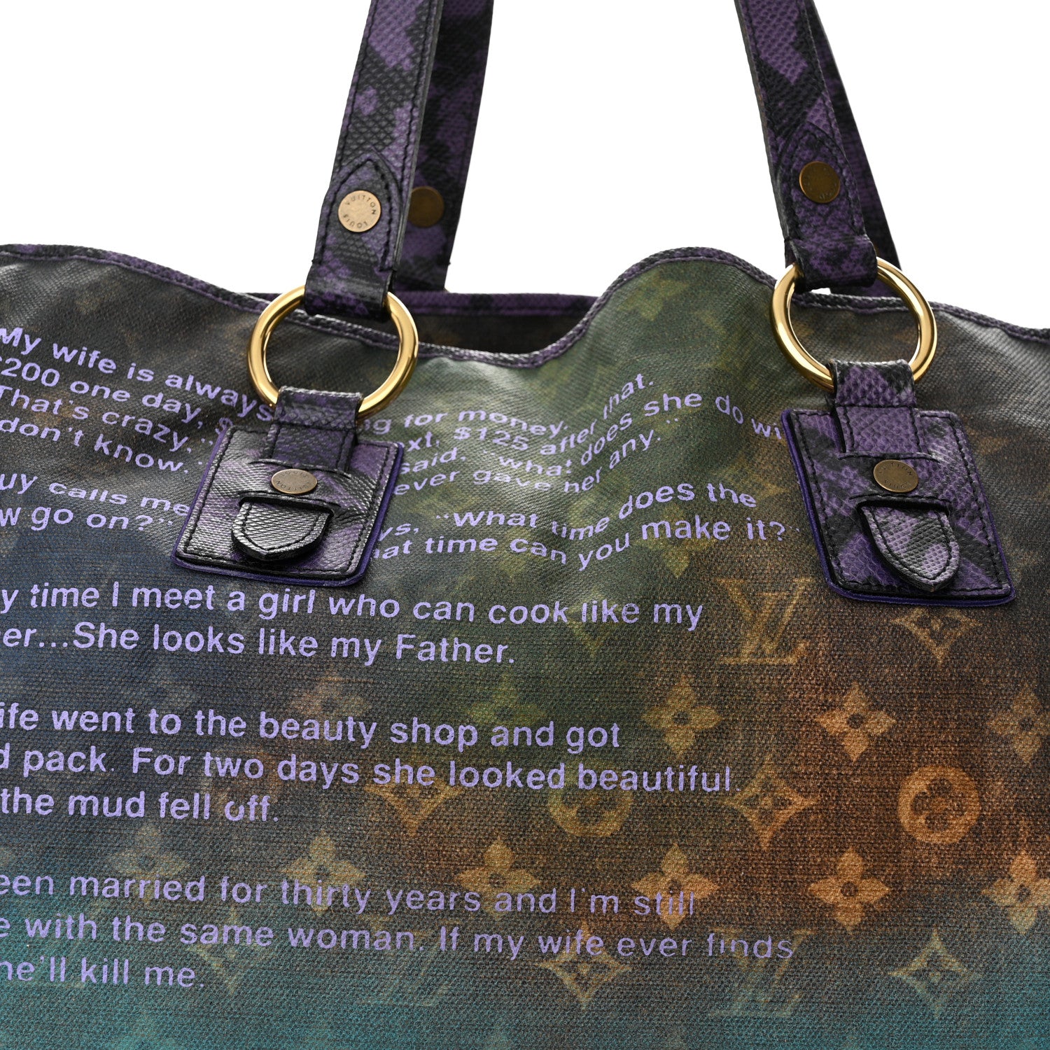 Louis Vuitton Richard Prince Monogram Karung Heartbreak Jokes Tote 7 of 13