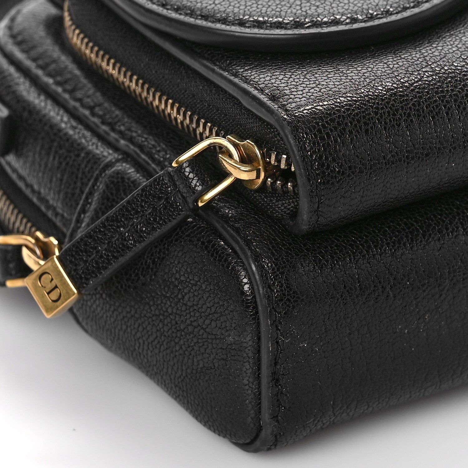 Christian Dior Goatskin Double Saddle Pouch Black 7 of 9