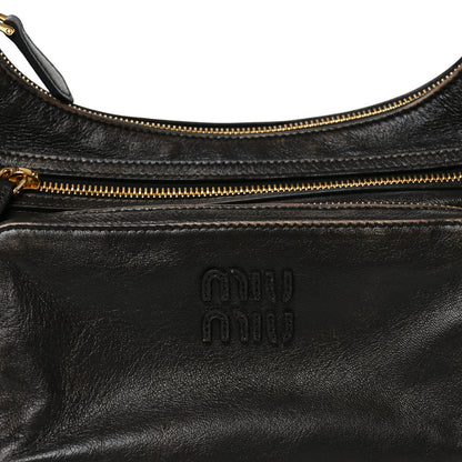 Miu Miu Distressed Nappa Large Multi Pocket Hobo Sand Coffee 7 of 9