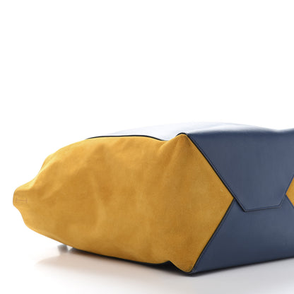 Celine Calfskin Suede Medium Phantom Luggage Cabas Yellow Blue 9 of 15