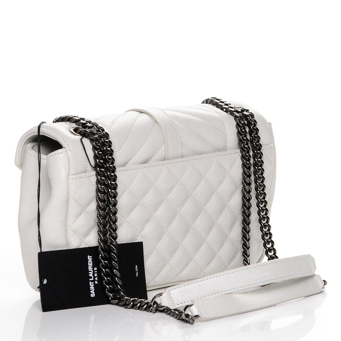 Sheepskin Tri-Quilt Monogram Medium College Bag Dove White