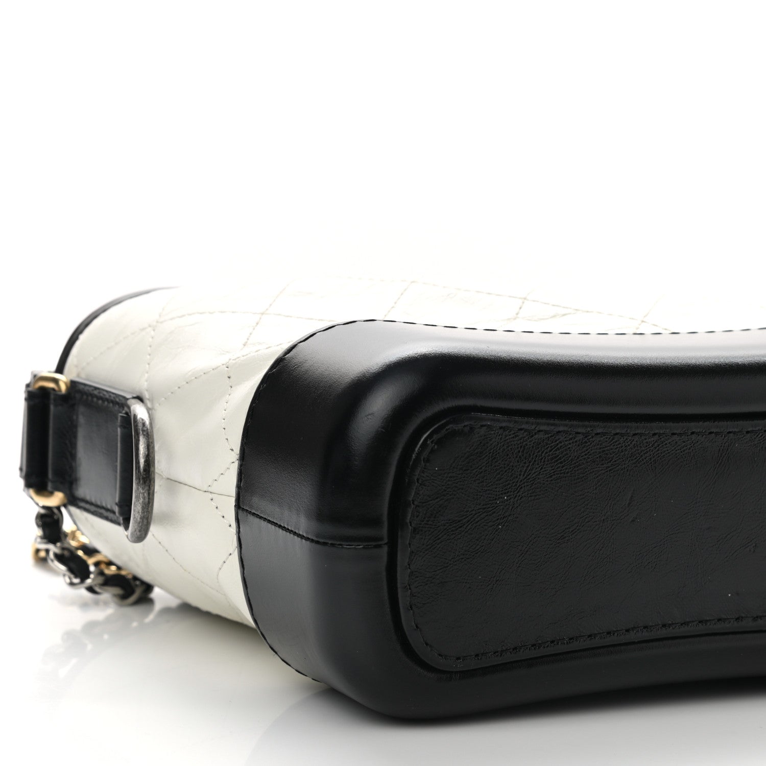 Chanel Aged Calfskin Quilted Small Gabrielle Hobo Black White 9 of 10