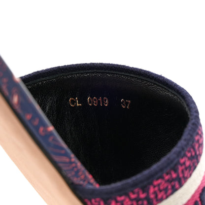 Christian Dior Canvas Embroidered Animals Dway Mules Slide Sandals 37 Deep Blue Fuchsia 16 of 18