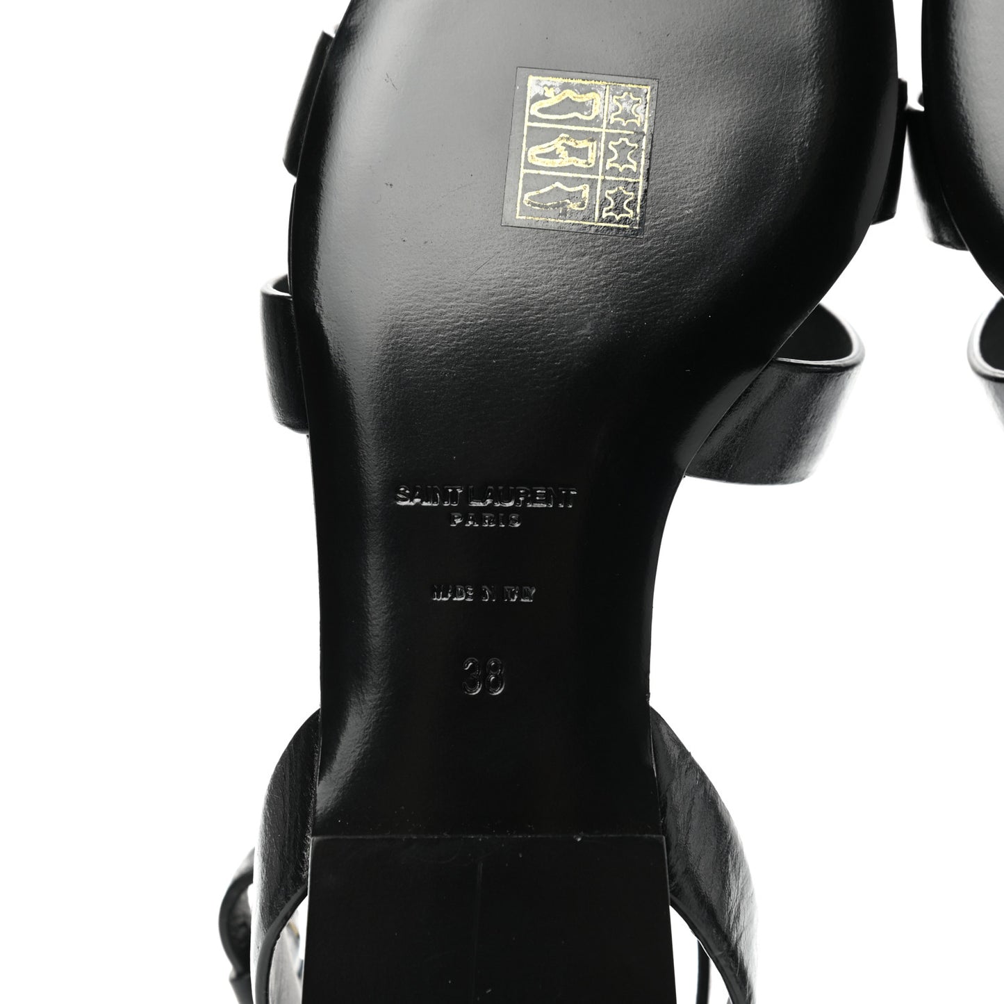 Calfskin Oak Flat Sandals 38 Black