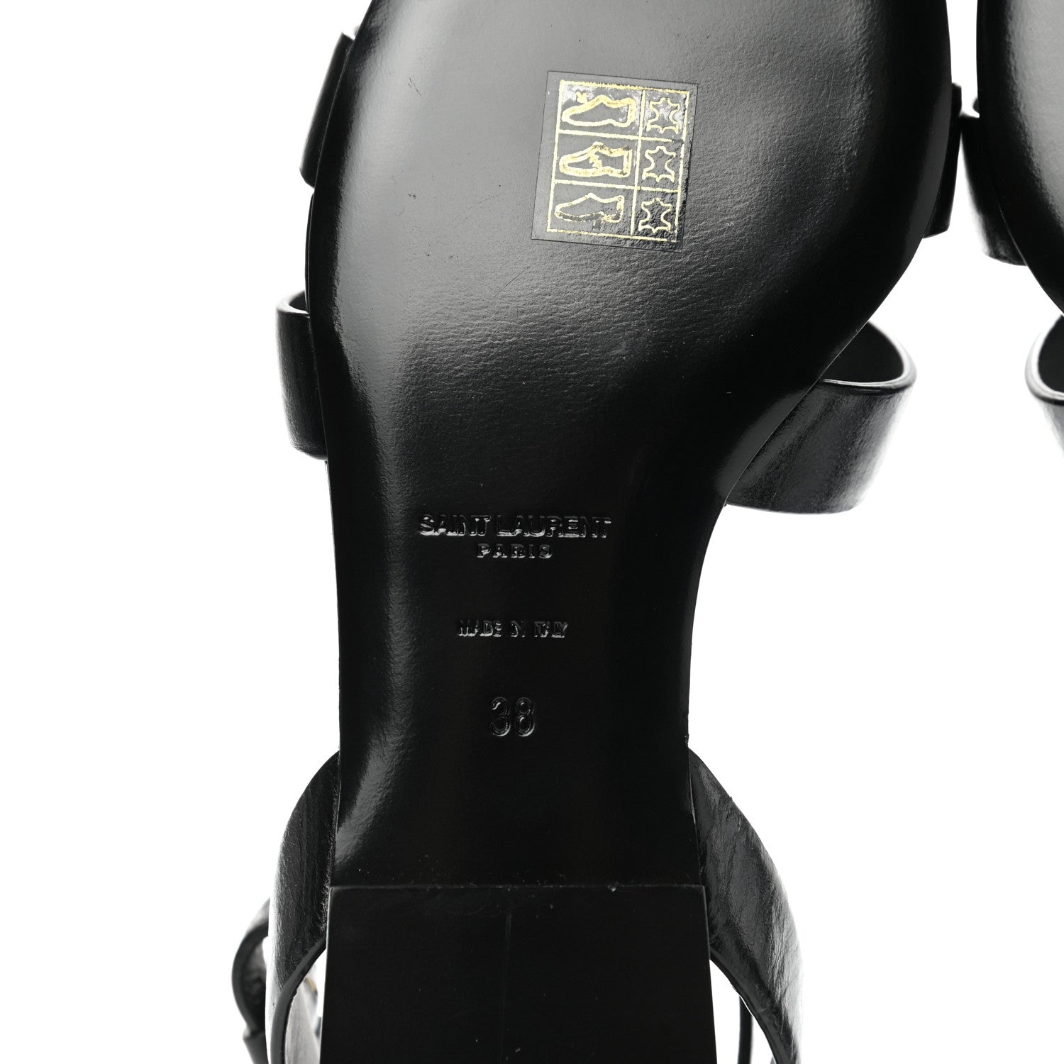 Saint Laurent Calfskin Oak Flat Sandals 38 Black 6 of 9