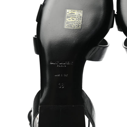 Saint Laurent Calfskin Oak Flat Sandals 38 Black 6 of 9