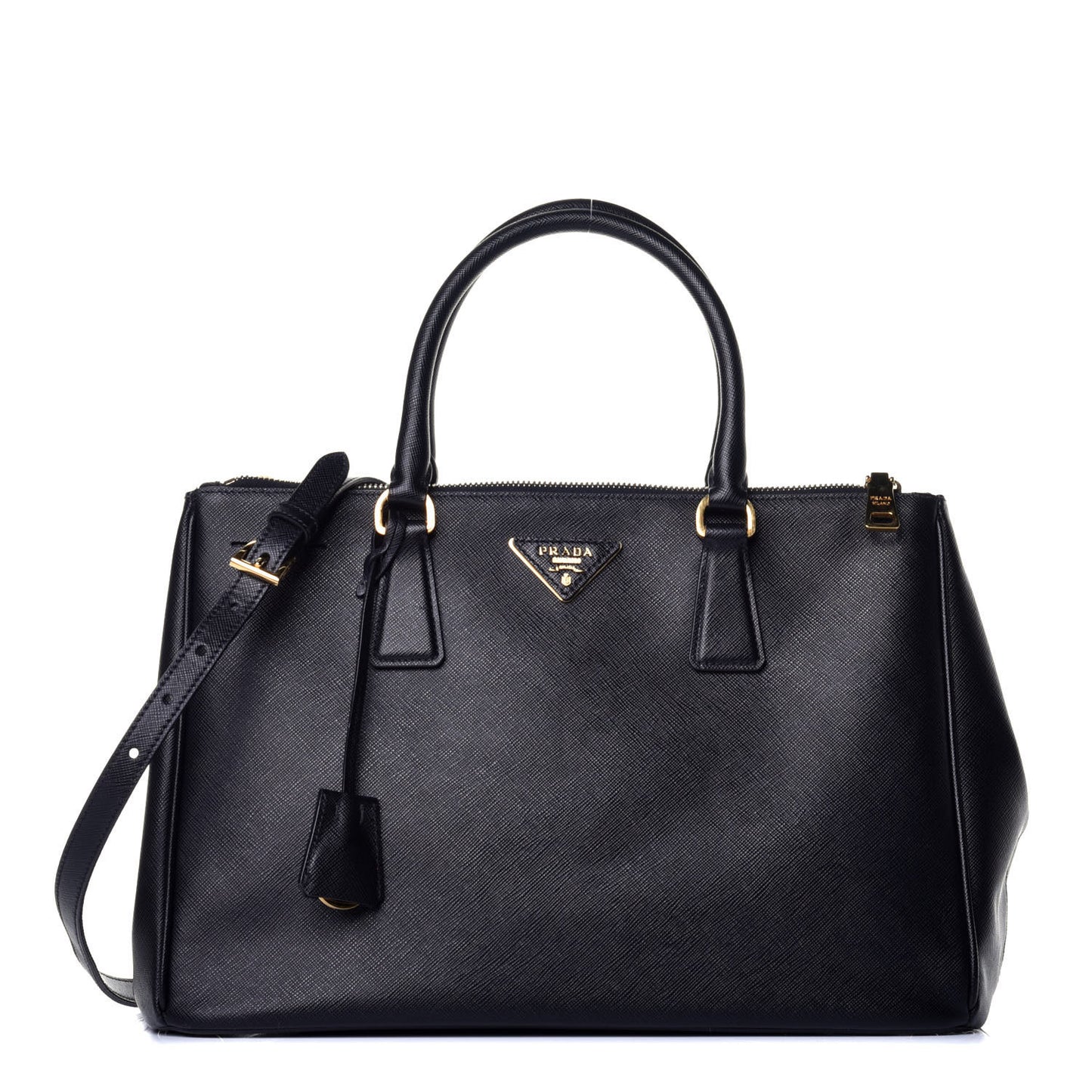 Saffiano Medium Galleria Double Zip Tote Black