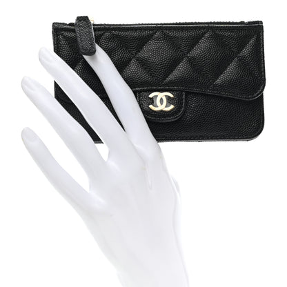 Chanel Caviar Quilted Flap Zip Card Holder Black 2 of 9