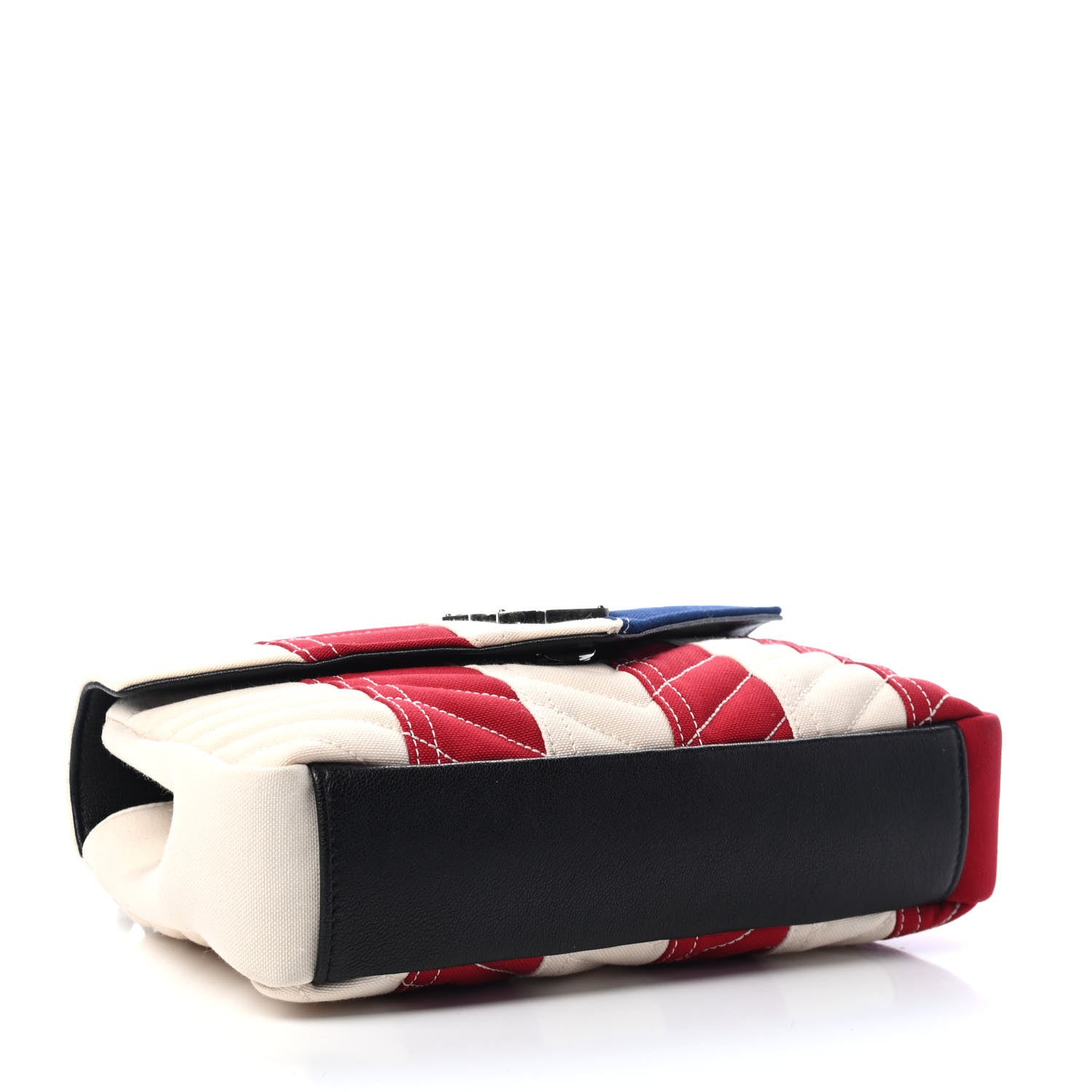 Saint Laurent Canvas Matelasse Chevron American Flag Monogram Medium College Bag Red Blue 3 of 4
