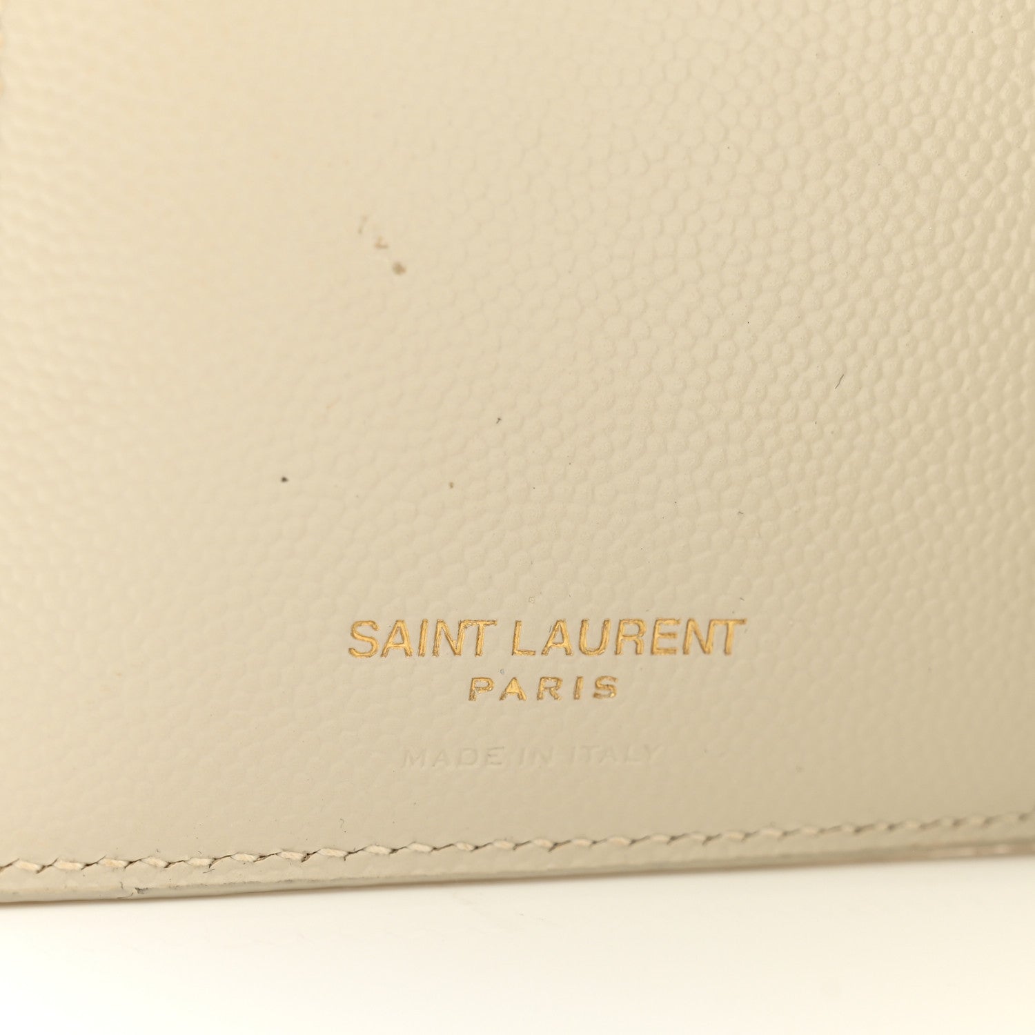 Saint Laurent Grain De Poudre Matelasse Chevron Monogram Zipped Two-Part Wallet Crema Soft 6 of 7