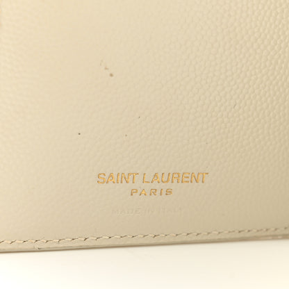 Saint Laurent Grain De Poudre Matelasse Chevron Monogram Zipped Two-Part Wallet Crema Soft 6 of 7