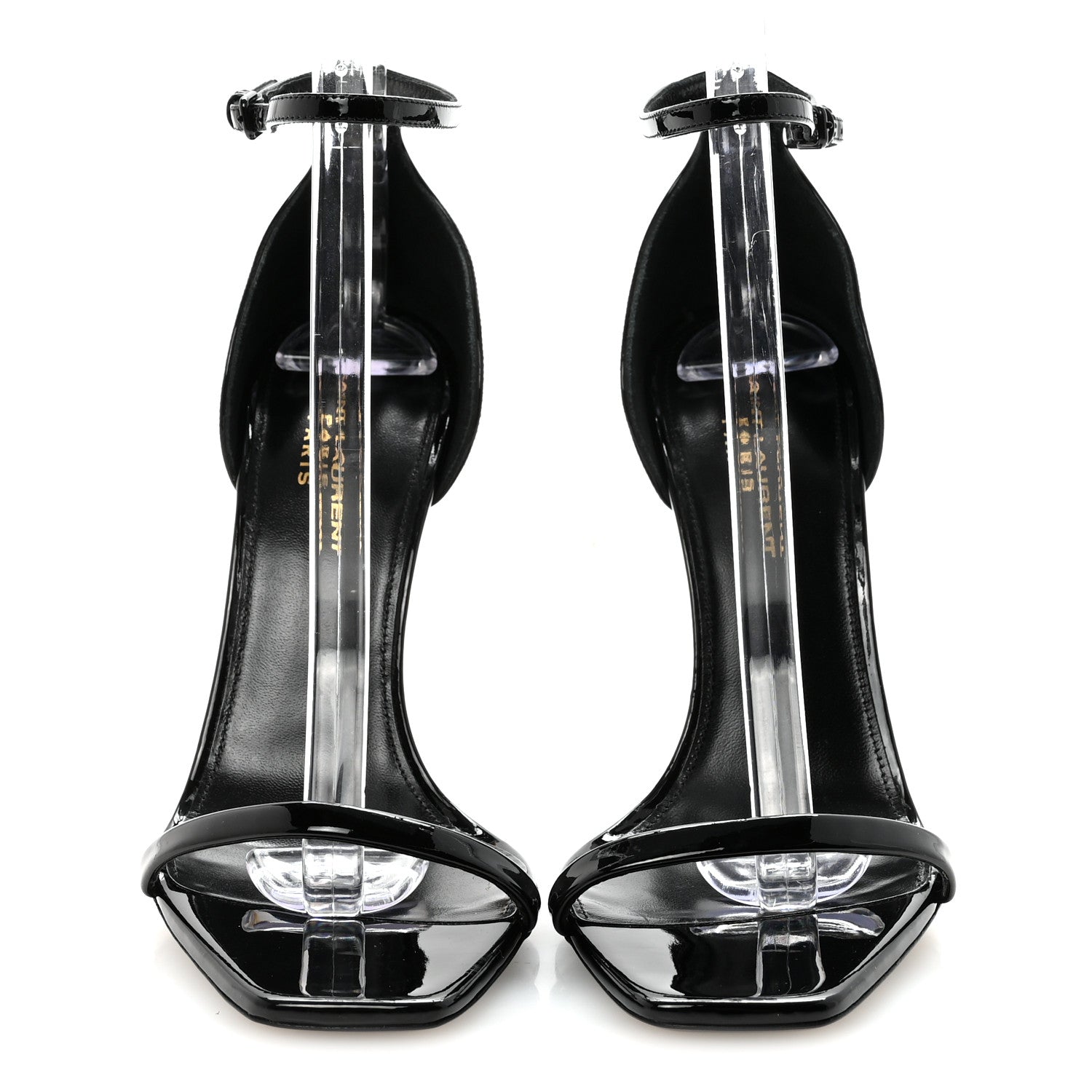 Saint Laurent Patent Calfskin Opyum 110 Sandals 38 Black Gold 5 of 18