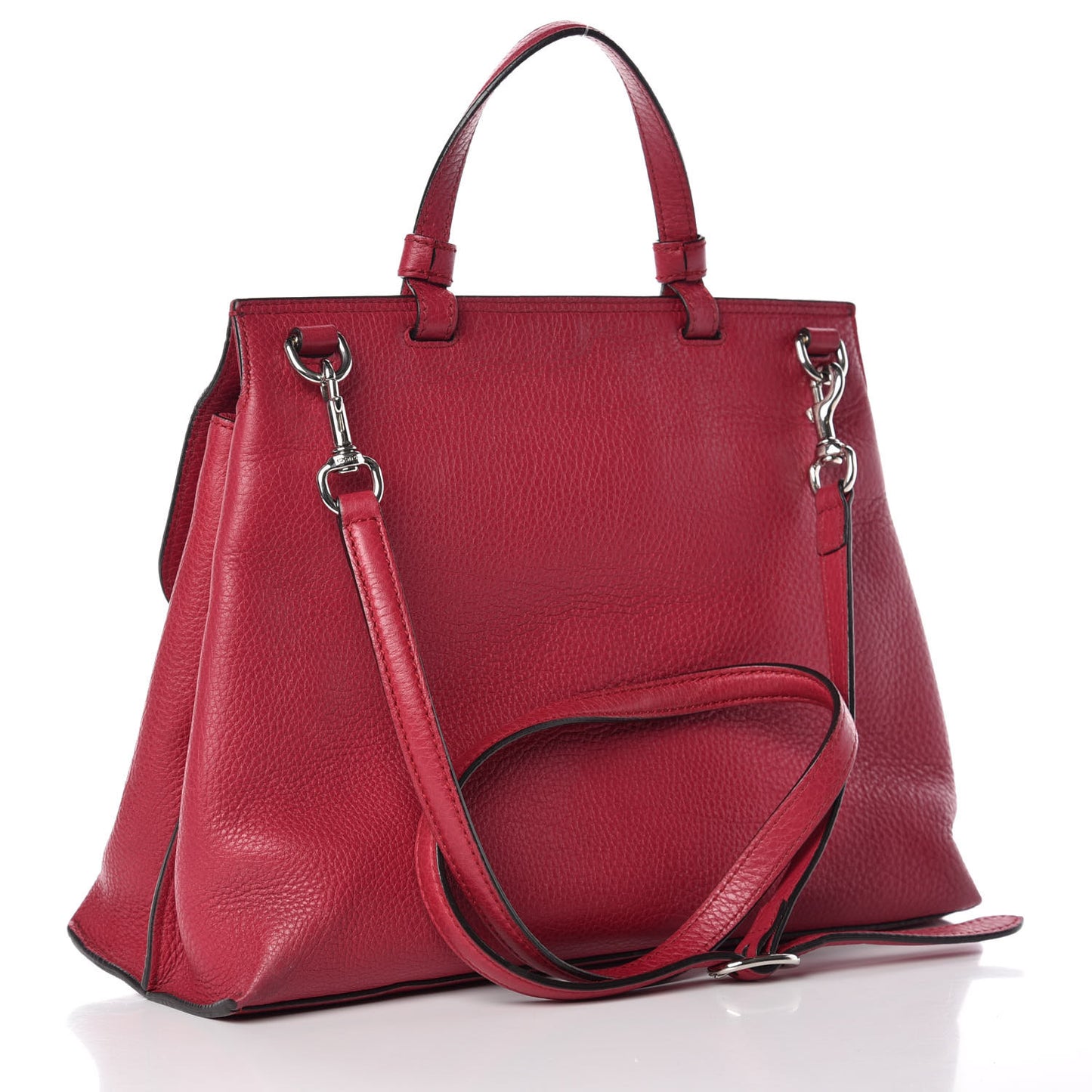 Pebbled Calfskin Medium Bamboo Daily Top Handle Bag Petunia