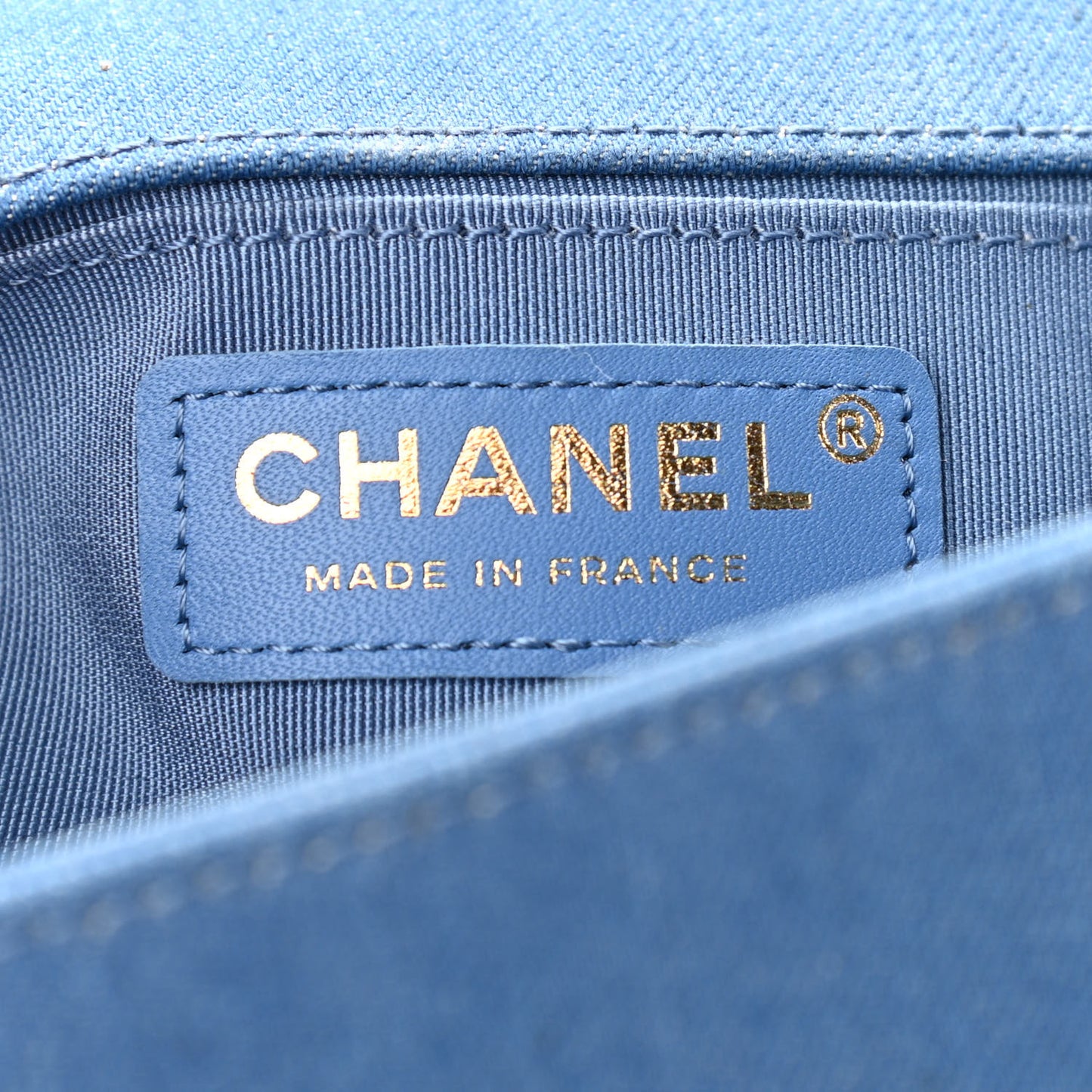 Denim Pleated Medium Boy Flap Light Blue